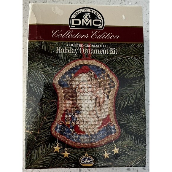 DMC Holiday Cross Stich Ornament Kit Santa Collectors Edition New Sealed Box - Picture 2 of 5